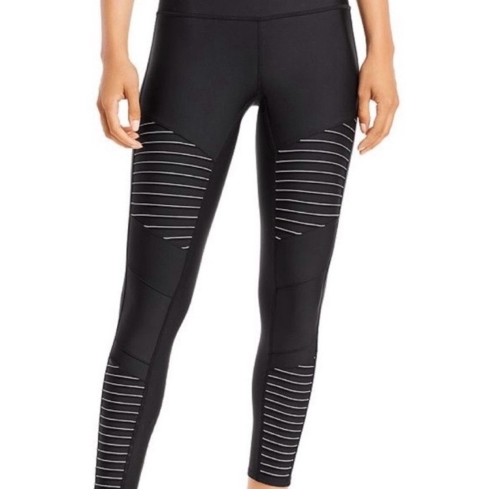 ALO Size Large Moto Black
Leggings With White Stripes RARE